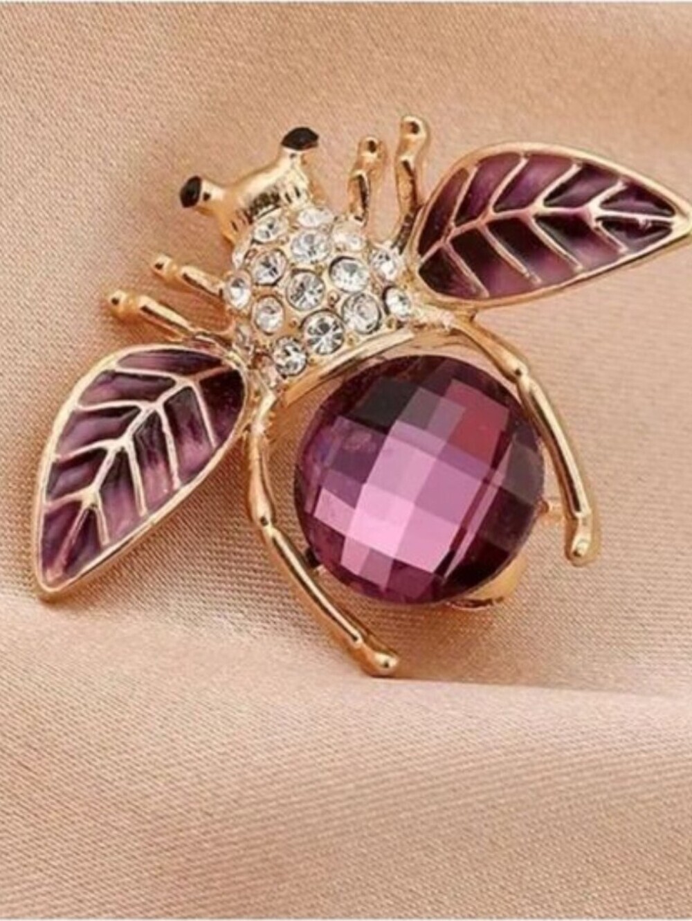 HONEY Bee Brooch Simulated Amethyst